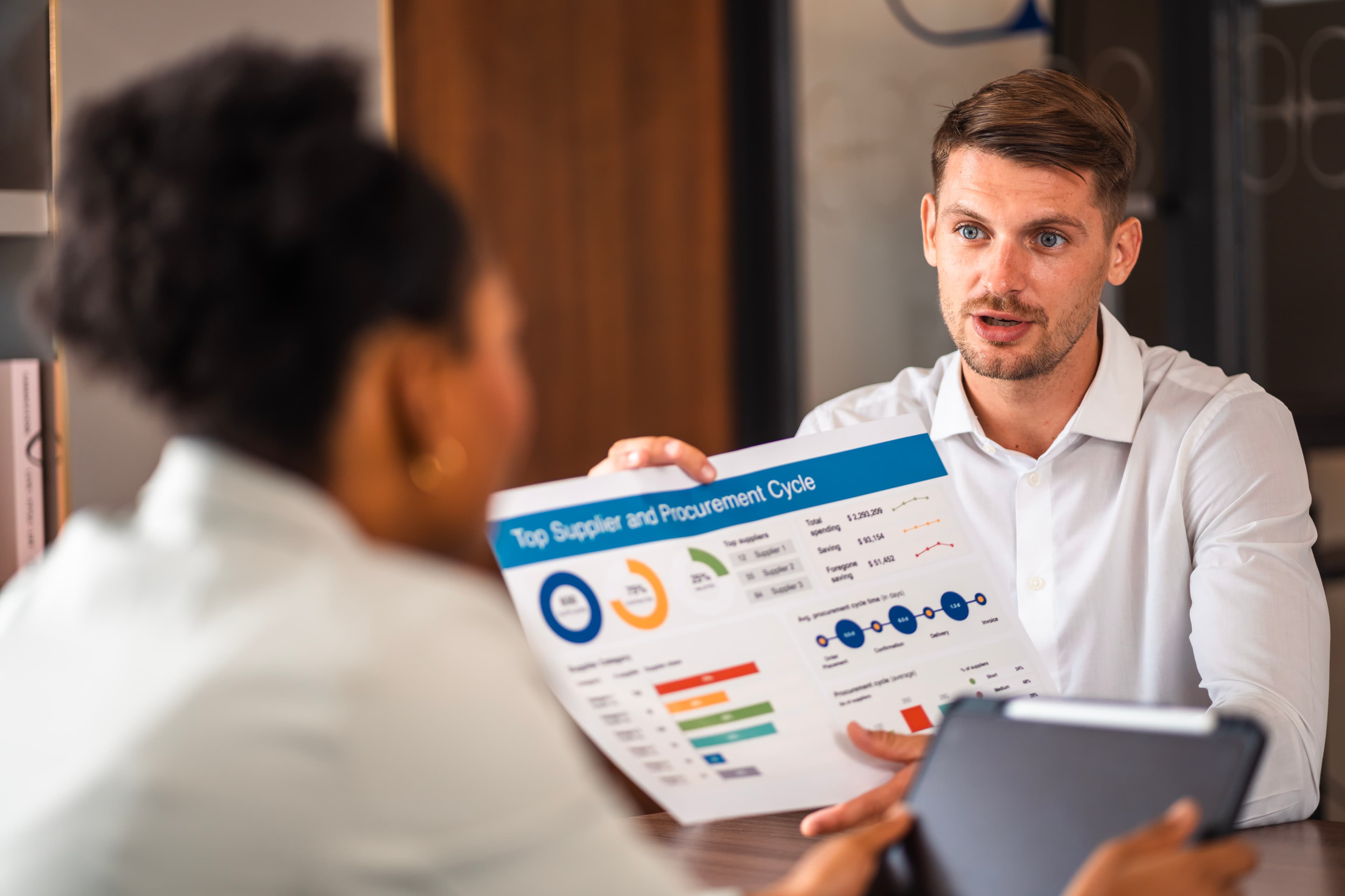 Business leader with diverse team