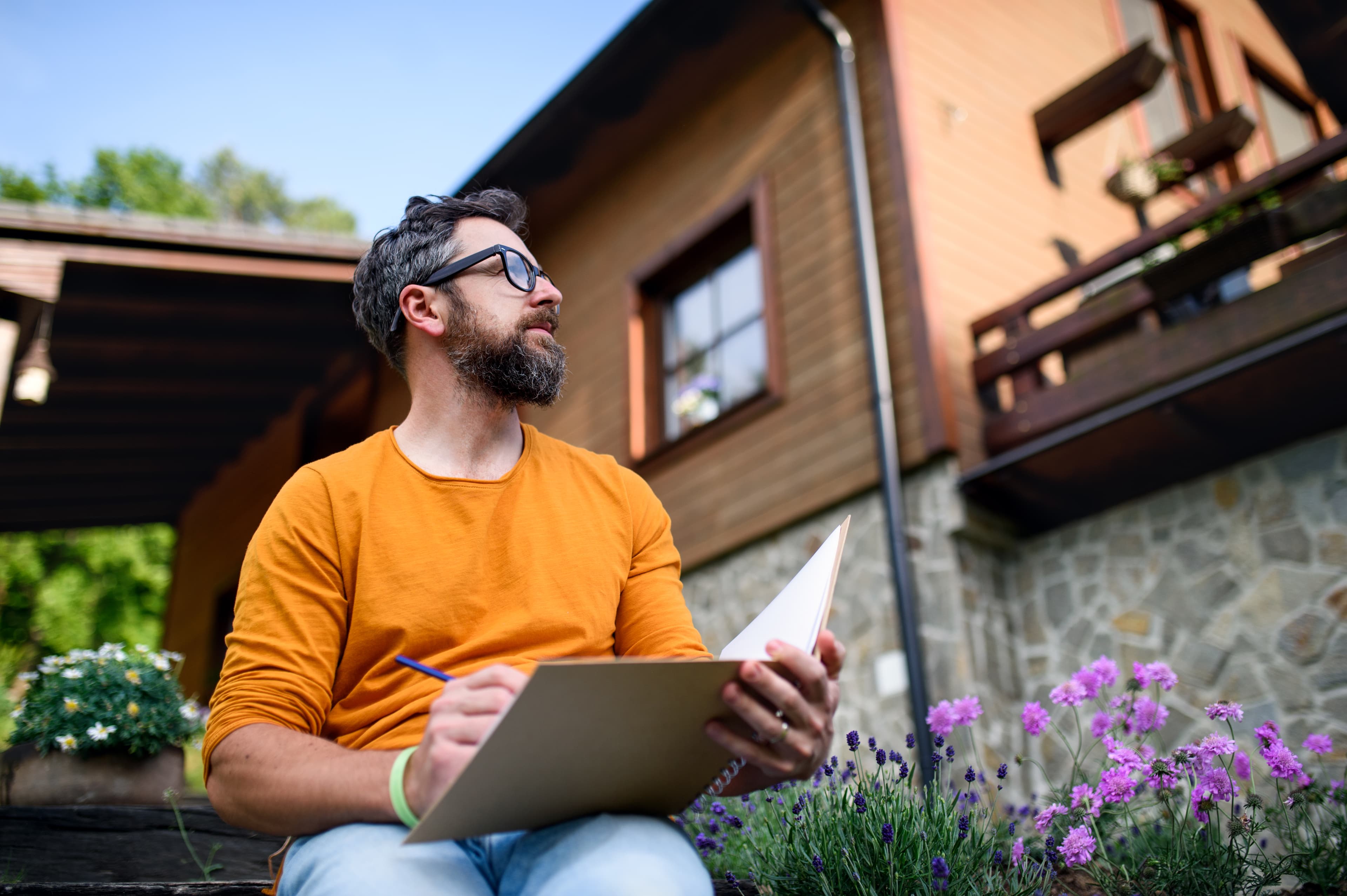 Man working outdoors in garden