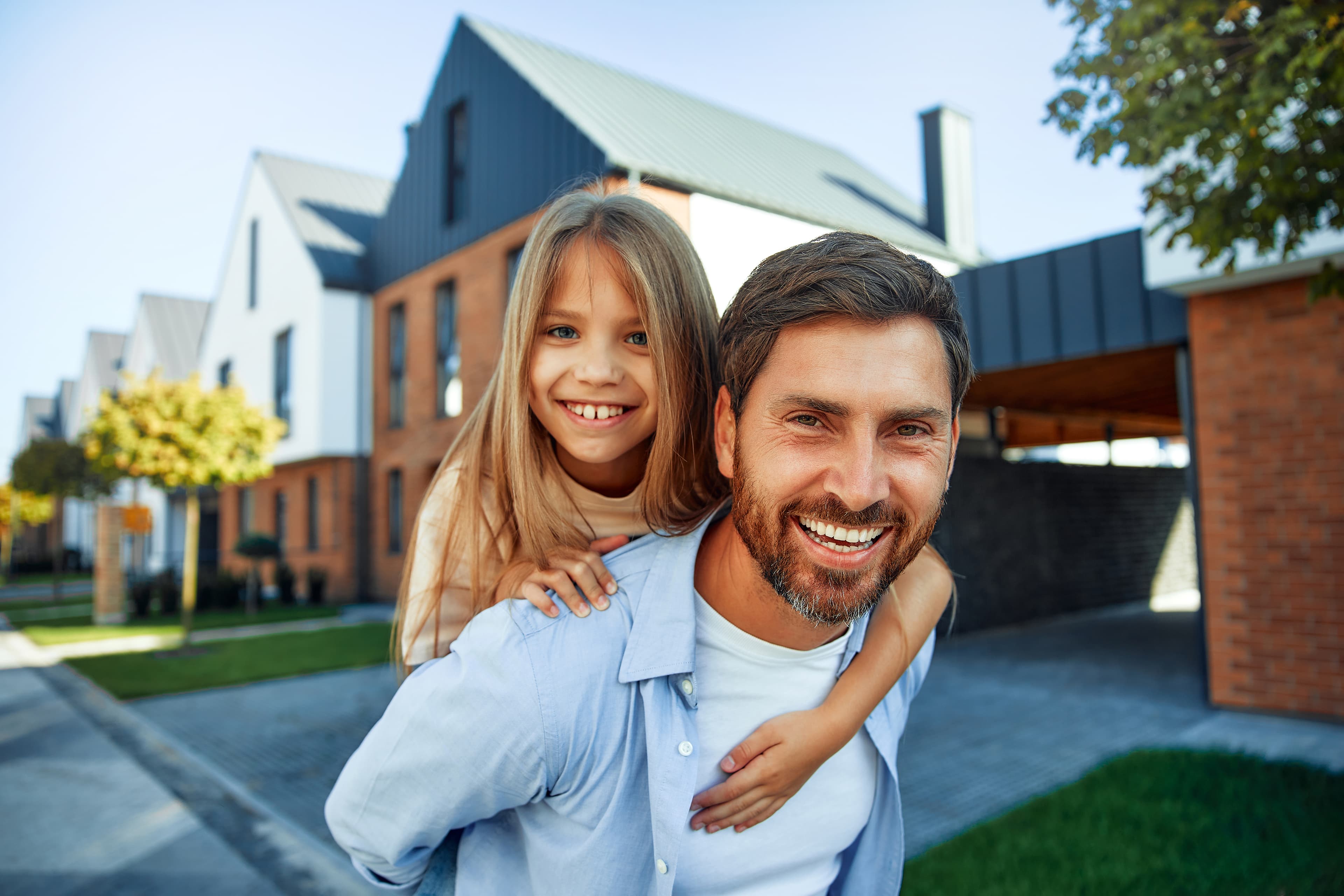 Happy family with new home