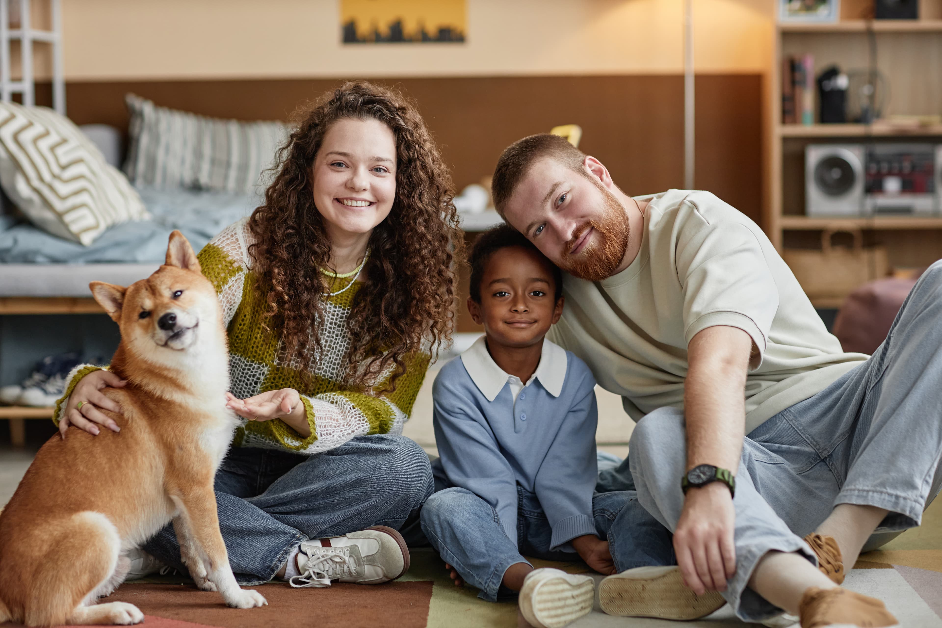 Happy family portrait with child
