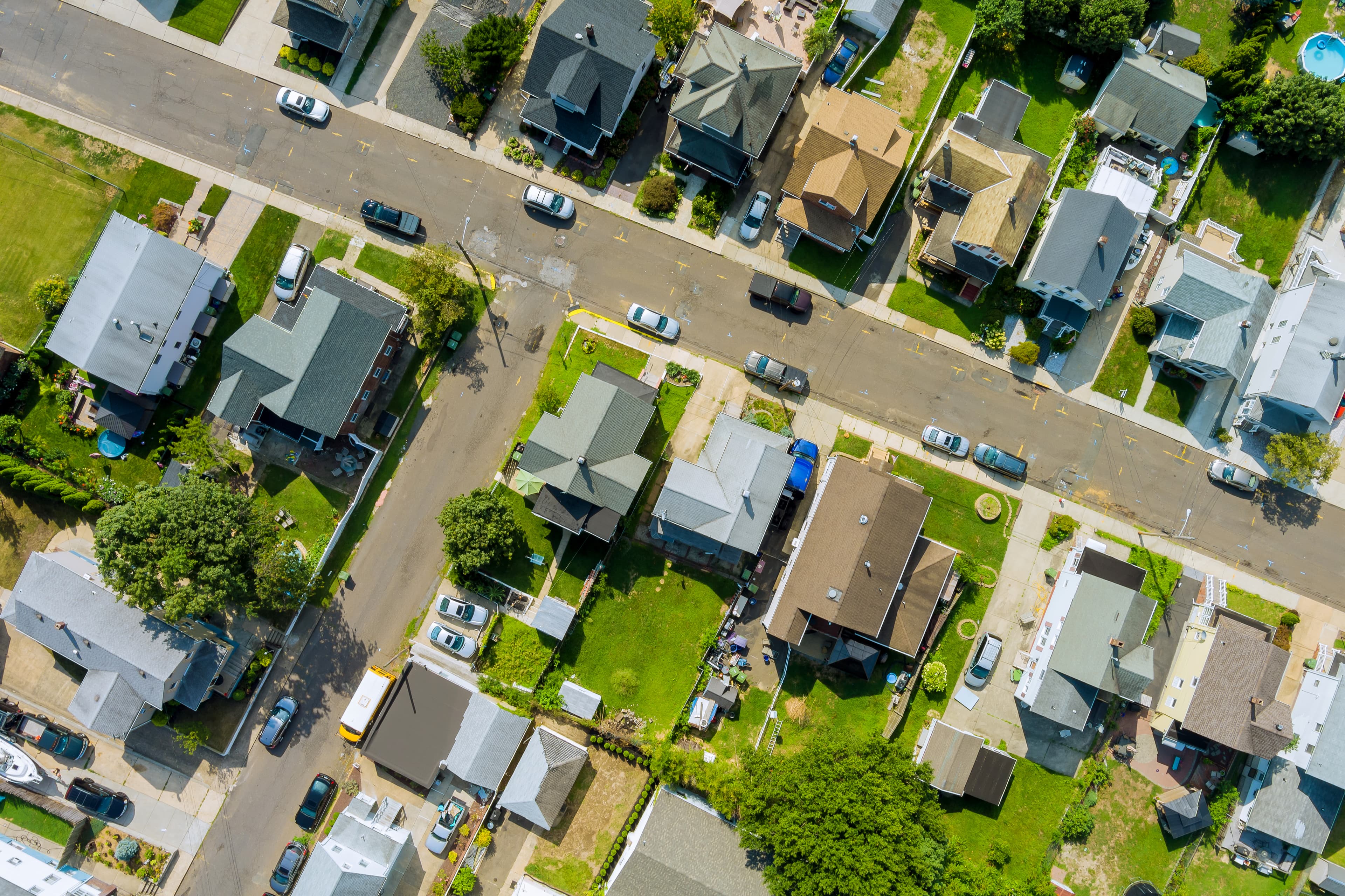 Aerial view of residential neighborhood