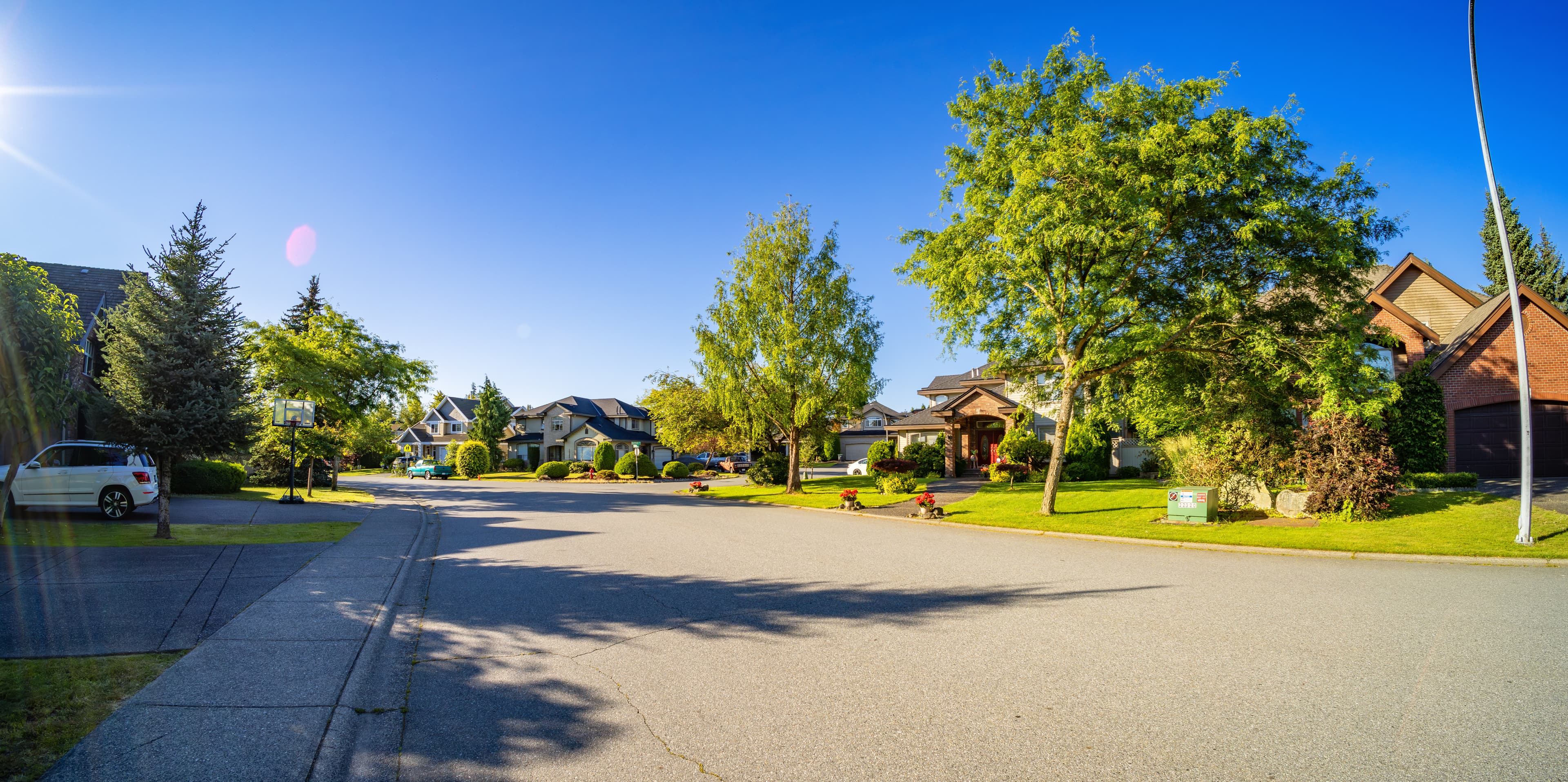Residential homes on a sunny suburban street